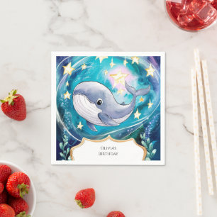 Servilleta De Papel Boho Magical Blue Whale Cumpleaños