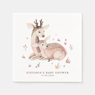Servilleta De Papel Boho Mamá y Ciervo Bebé Baby Shower Bosque