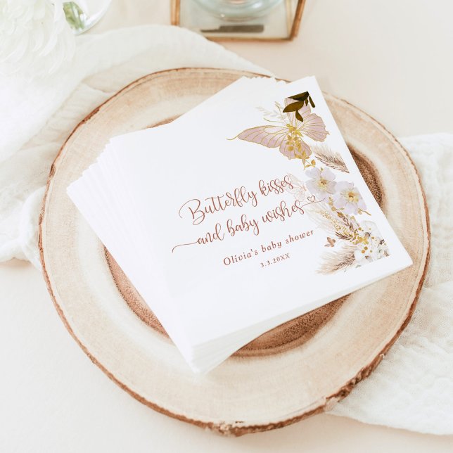 Servilleta De Papel Boho mariposa besa Relieve metalizado de oro ducha (Subido por el creador)