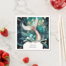 Servilleta De Papel Boho Mermaid Cumpleaños