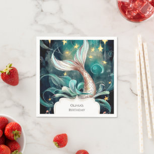 Servilleta De Papel Boho Mermaid Cumpleaños