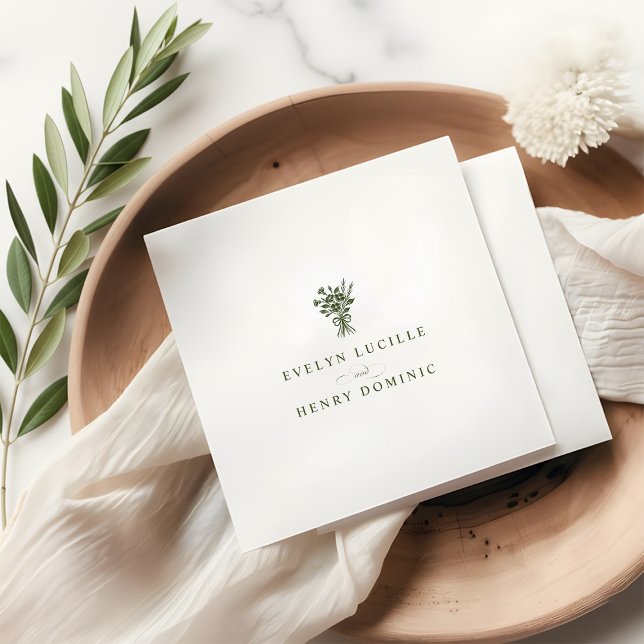 Servilleta De Papel Boho Minimalist Olive Green Wedding Party (Subido por el creador)