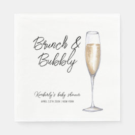 Servilleta De Papel Boho Mínimo Champán Brunch Bubbly Baby Shower