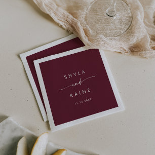 Servilleta De Papel Boho Moda Burgundy Monograma Boda Napkins