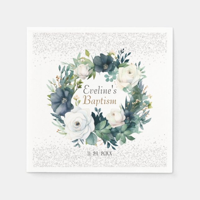 Servilleta De Papel Boho Moda Chicas florales Bautismo (Anverso)