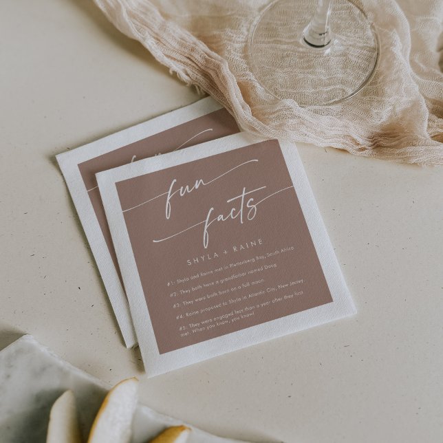 Servilleta De Papel Boho Moda Neutral Taupe Boda Fun Fact Napkins (Subido por el creador)