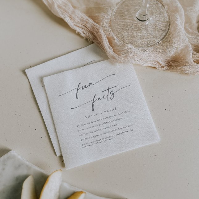 Servilleta De Papel Boho Moda Plata Boda Gris Fun Fact Napkins (Subido por el creador)