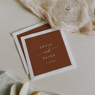 Servilleta De Papel Boho Moda Terracotta Monograma Boda Napkins