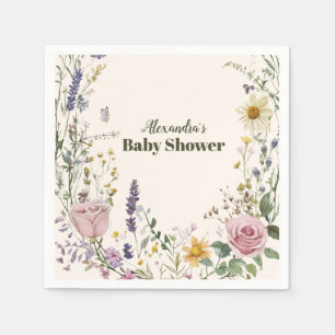 Servilleta De Papel Boho Moda Wildflower Baby Shower