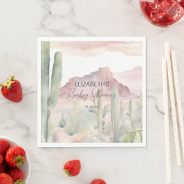 Servilleta De Papel Boho Modern Desert Nature Cactus Baby Shower