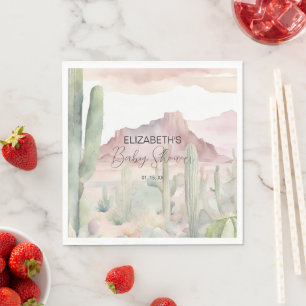 Servilleta De Papel Boho Modern Desert Nature Cactus Baby Shower
