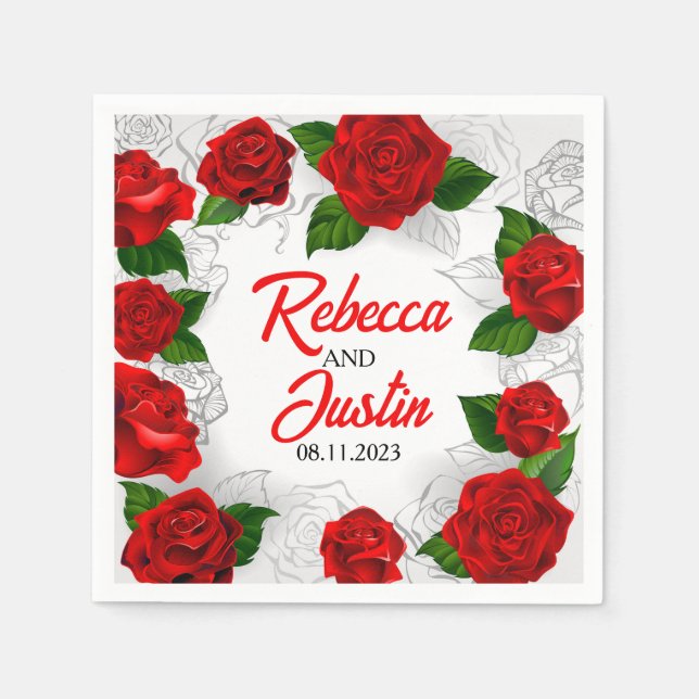 Servilleta De Papel Boho moderno de floración roja dorada (Anverso)