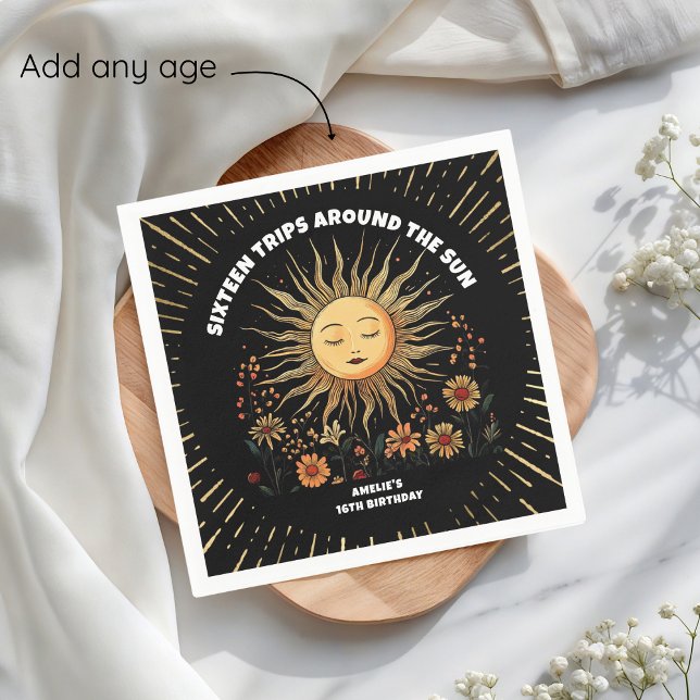 Servilleta De Papel Boho Mystical Sun Birthday (Subido por el creador)