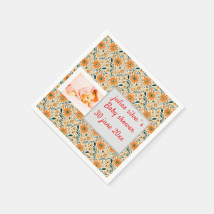 Servilleta De Papel boho naranja flores bebé ducha pañal Napkin