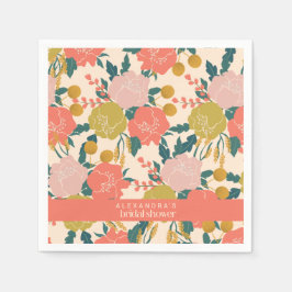 Servilleta De Papel Boho Naranja Green Personalizado Botánico Bridal S