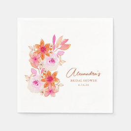 Servilleta De Papel Boho Naranja Rosa Flores Personalizado de ducha de