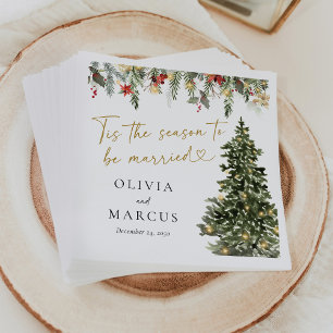 Servilleta De Papel Boho Navidades Pine Tree iluminan la boda de invie