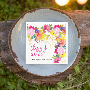 Servilleta De Papel Boho negrita acuarela flores primavera graduación