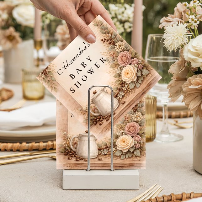 Servilleta De Papel Boho Neutral A Baby Is Brewing Shower Baby Shower (Subido por el creador)
