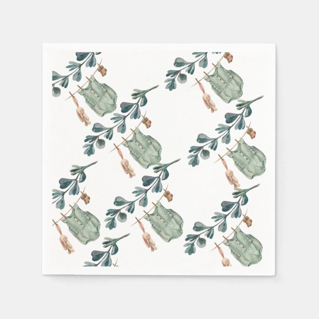 Servilleta De Papel Boho Neutral de Género | Baby Shower acuarela (Anverso)