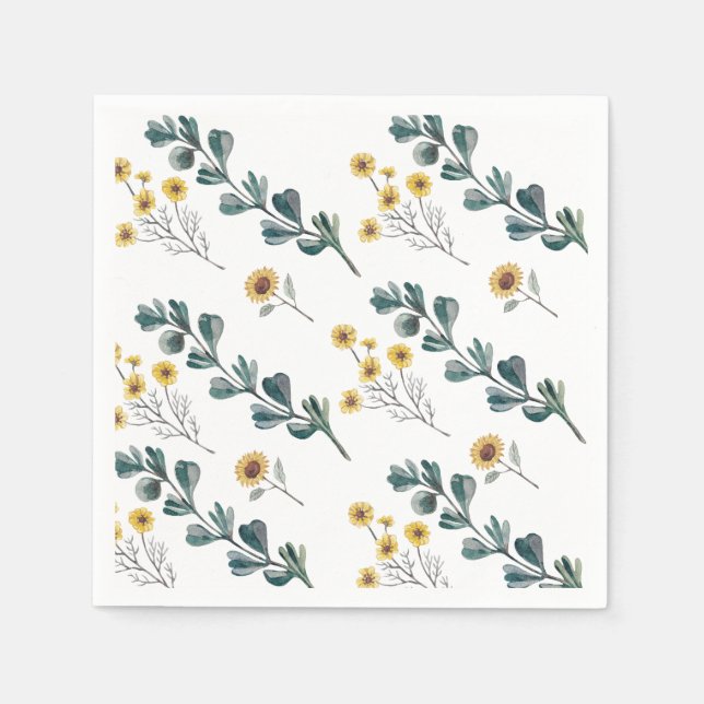 Servilleta De Papel Boho Neutral de Género | Baby Shower acuarela (Anverso)