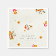 Boho Orange Cottagecore Floral Baby Shower Name