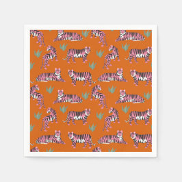 Servilleta De Papel Boho Orange Pink Jungle Tigers