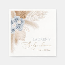 Servilleta De Papel Boho Pampas Grass Boy Baby Shower Napkins