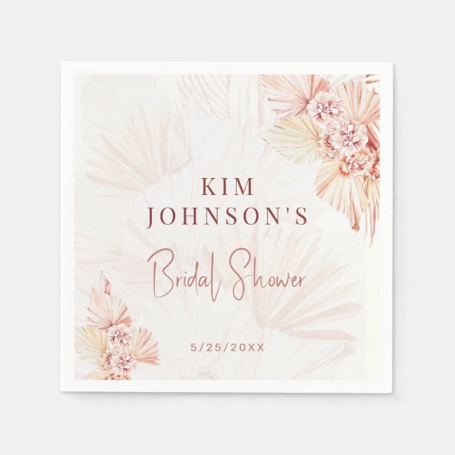 Servilleta De Papel Boho Pampas Grass Despedida de Soltera Moderno Boh (Anverso)