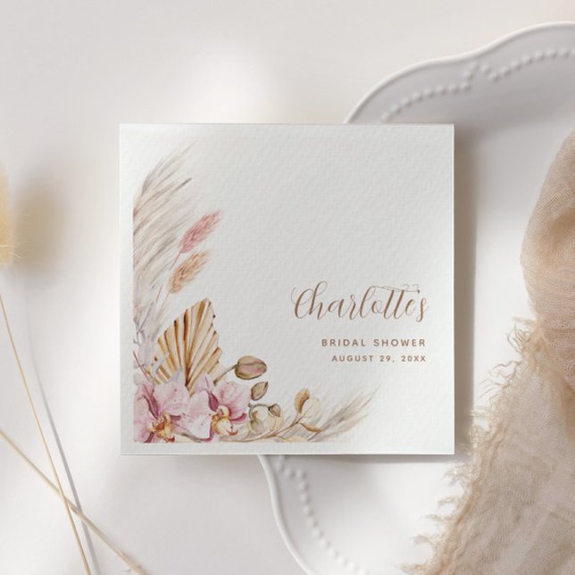 Servilleta De Papel Boho Pampas Grass Floral | Ducha de novia (Subido por el creador)