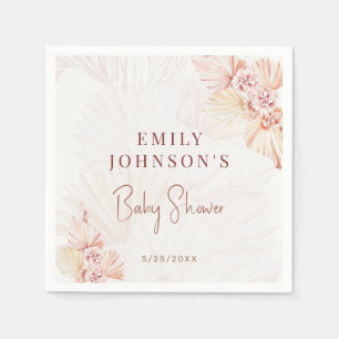 Servilleta De Papel Boho Pampas Grass Neutral Baby Shower Bohemian