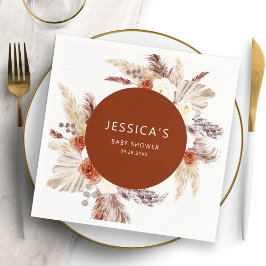 Servilleta De Papel Boho Pampas Grass Terracotta Arch Baby Shower
