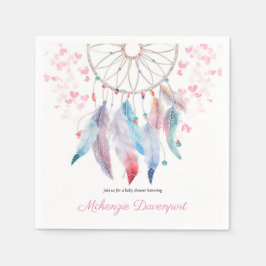 Servilleta De Papel Boho Pastel Feathers Dreamcatcher Chica Baby Showe
