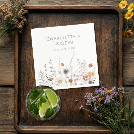 Servilleta De Papel Boho Pastel Wildflowers Boda Floral Moderna