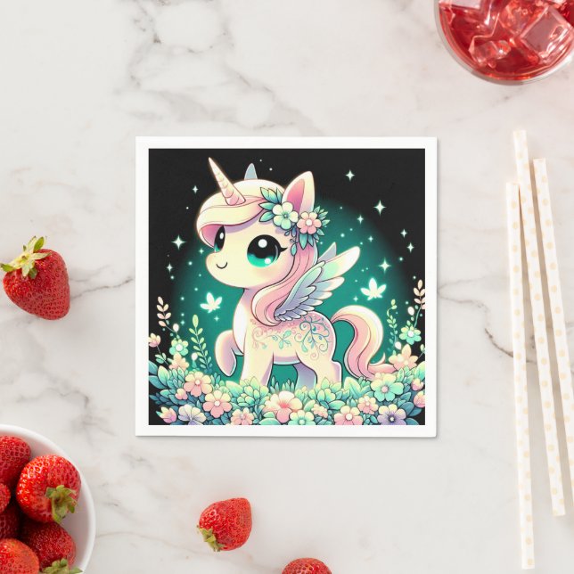 Servilleta De Papel Boho Personalizado Unicorn Baby Shower (In situ)