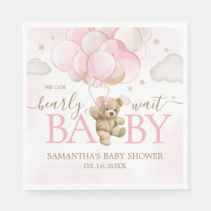 Servilleta De Papel Boho Pink Bear Balloon Baby Shower