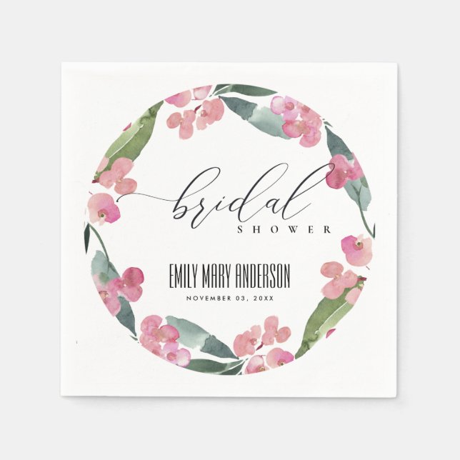 SERVILLETA DE PAPEL BOHO PINK CHRIST THORN BLOOM FRAME BRIDAL DUCHA (Anverso)