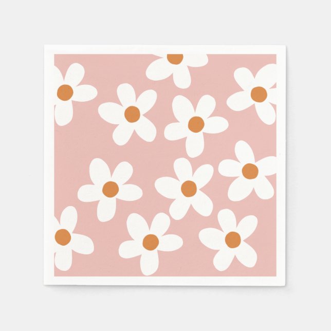 Servilleta De Papel Boho Pink Daisy Cumpleaños (Anverso)