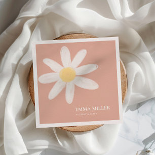 Servilleta De Papel Boho Pink Daisy Floral Napkins