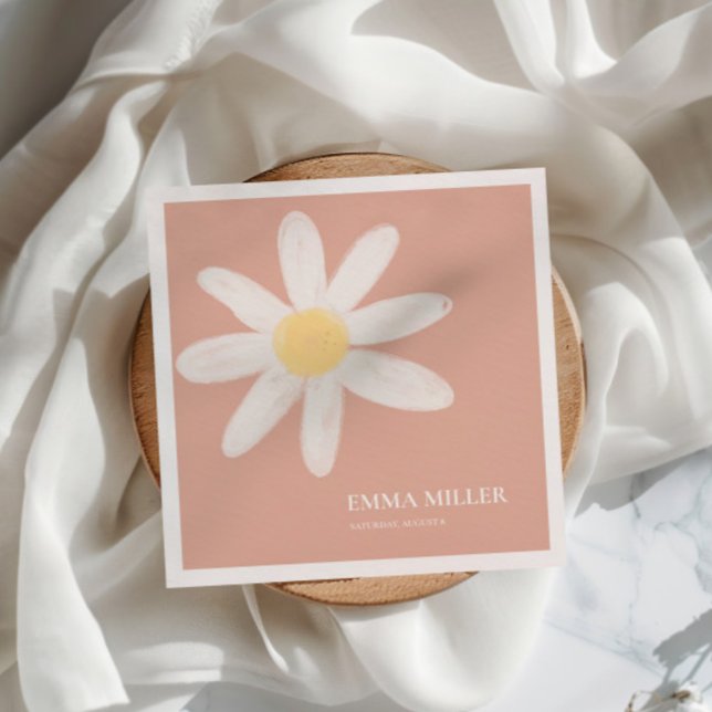 Servilleta De Papel Boho Pink Daisy Floral Napkins (Subido por el creador)