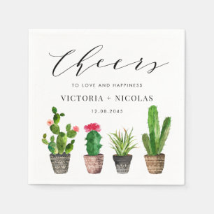 Servilleta De Papel Boho Potent Succulents y Cactus Summer Boda