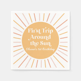 Servilleta De Papel Boho Primer Viaje Alrededor del Sol 1er cumpleaños