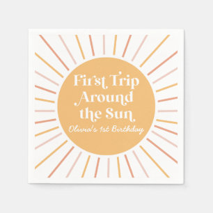 Servilleta De Papel Boho Primer Viaje Alrededor del Sol 1er cumpleaños