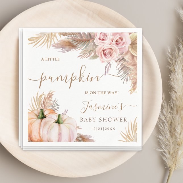 Servilleta De Papel Boho Pumpkin Floral Caída Baby Shower Napkins (Subido por el creador)