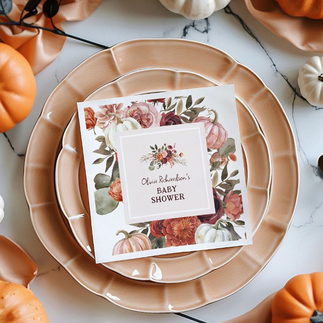 Servilleta De Papel Boho Pumpkin Floral Fall Baby Shower (Subido por el creador)