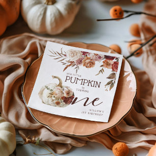 Servilleta De Papel Boho Pumpkin Otoño Floración 1er Cumpleaños