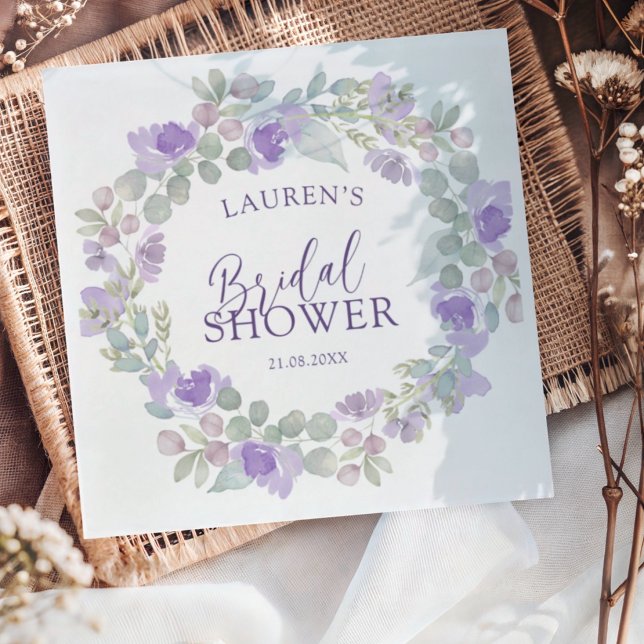 Servilleta De Papel Boho Purple & Sage Floral Bridal Shower (Subido por el creador)
