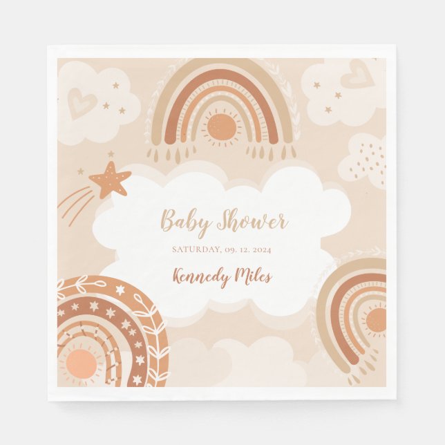 Servilleta De Papel Boho Rainbow Baby Shower (Anverso)