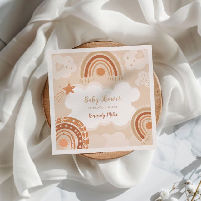 Servilleta De Papel Boho Rainbow Baby Shower (Subido por el creador)