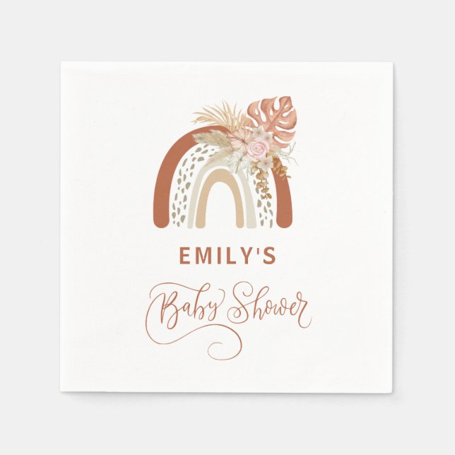 Servilleta De Papel Boho Rainbow Baby Shower (Anverso)